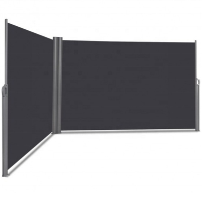 Side Awning, Full Aluminium Frame, 160x600 CM, Dark Grey, For Garden