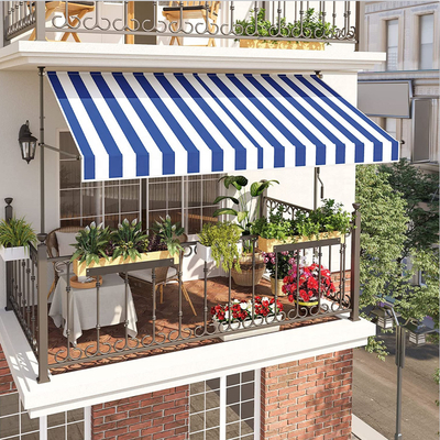 Clamp Awning 150 X 130 Cm, Stripe, Patio Canopy Sun Protection, Height From 200-300 CM