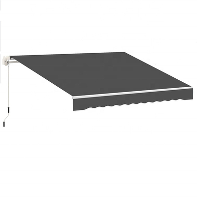 Retractable Awning, Polyester, Dark Grey, 300 X 200 Cm For Balcony Window