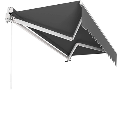 Retractable Awning, Polyester, Dark Grey, 300 X 200 Cm For Balcony Window