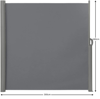 Side Awning, Full Aluminium Frame, 160x300 CM, Light Grey, Side Canopies, For Garden Backyark