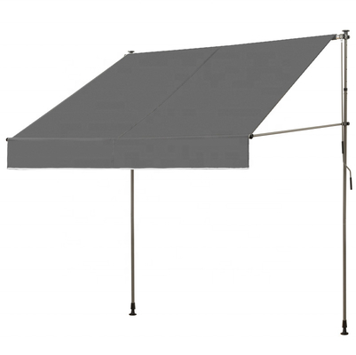 Clamp Awning 250 X 130 CM, Light Grey, Patio Canopy Sun Protection, Height