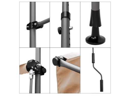 Clamp Awning 300 cm Wide Balcony Awning with Hand Crank Sun Protection No Drilling Height-Adjustable Awning