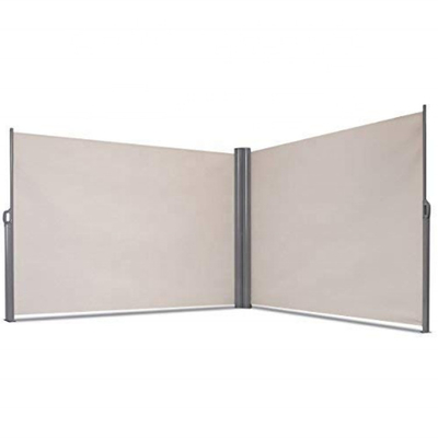 Side Awning, Full Aluminium Frame, 160x600 CM, Beige, Polyester, For Garden