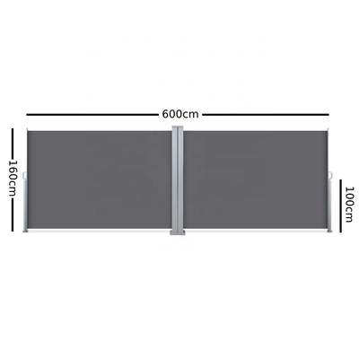 Double Iron Side Awning, 160 x 600 cm, Made of Polyester, Light grey, For Garden Balcony