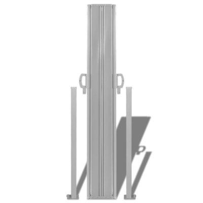 Double Iron Side Awning, 160 x 600 cm, Made of Polyester, Light grey, For Garden Balcony
