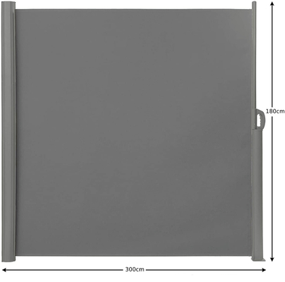 Side Awning, Full Aluminium Frame, 1.6x3M, Light Grey, Polyester, For Garden Backyark