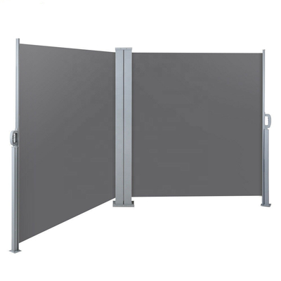 Double Iron Side Awning, 180 x 600 cm, Made of Polyester, Light grey, For Garden