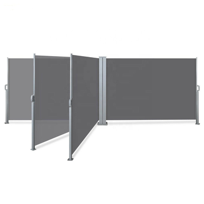 Double Iron Side Awning, 180 x 600 cm, Made of Polyester, Light grey, For Garden