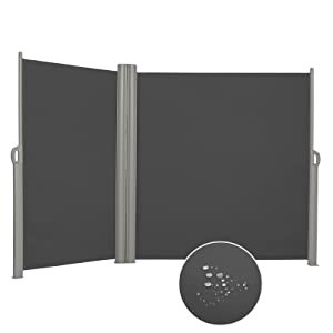 Double Side Awning, Full Aluminium Frame, 160x600 Cm, Dark Grey, For Garden Backyard