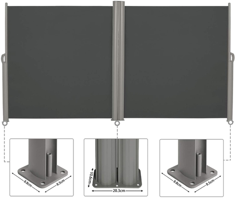 Double Side Awning, Full Aluminium Frame, 160x600 Cm, Dark Grey, For Garden Backyard