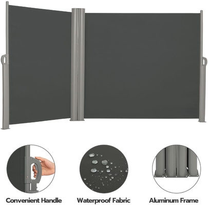 Double Side Awning, Full Aluminium Frame, 160x600 Cm, Dark Grey, For Garden Backyard