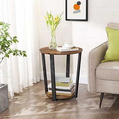 Round End Table Side Table NightStand 2 Tiers for Couch Sofa Bed Living Room