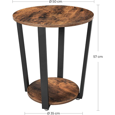 Round End Table Side Table NightStand 2 Tiers for Couch Sofa Bed Living Room
