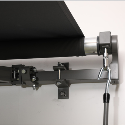 4x2.5m Retractable Manual Awning Window Door Sun Shade Canopy with Fittings and Crank Handle