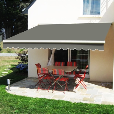 Manual Retractable Patio Awning Sun Shade Outdoor Deck Window Door Canopy Shelter Aluminum Frame Markiser