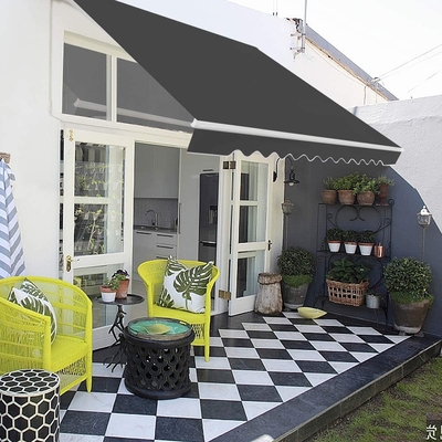 Retractable Awning , Articulated Arm Awning with Hand Crank Sun Awning for Balcony Porch,3 x 2 m,Grey