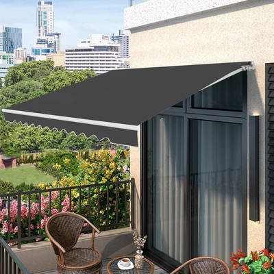 Outdoor Waterproof UV-resistant Folding Arm Retractable Awning for terrace,300*200cm,Grey