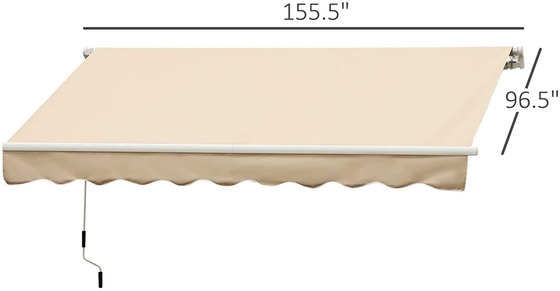 Patio Awning Retractable Sun Shade Awning Cover Outdoor Patio Canopy Sunsetter Deck Awnings with Manual Crank Handle