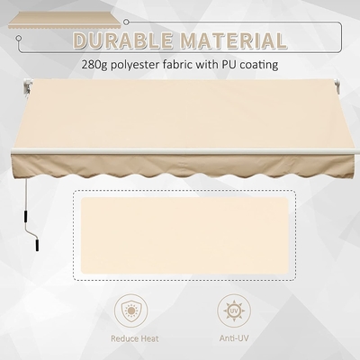 Patio Awning Retractable Sun Shade Awning Cover Outdoor Patio Canopy Sunsetter Deck Awnings with Manual Crank Handle