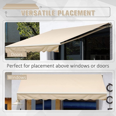 Retractable Arm Awning Balcony Privacy Screen Clamping Awning Sun Curtain Balcony Awnings,300*200cm,Beige