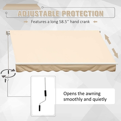 Retractable Arm Awning Balcony Privacy Screen Clamping Awning Sun Curtain Balcony Awnings,300*200cm,Beige