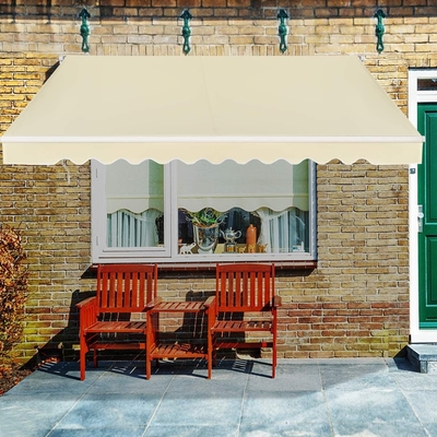 Retractable Arm Awning Balcony Privacy Screen Clamping Awning Sun Curtain Balcony Awnings,300*200cm,Beige