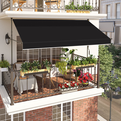 250/300 cm Wide Clamp Awning Sun Protection Balcony Awning Height Adjustable Sun Awning with Hand Crank without Drilling