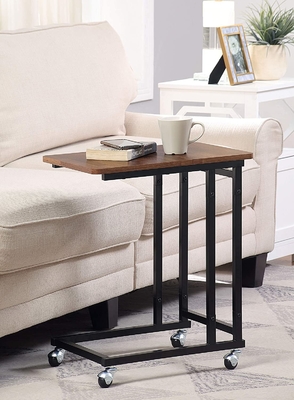 C-Shaped Side Table, End Table for Sofa, Couch Table with Metal Frame
