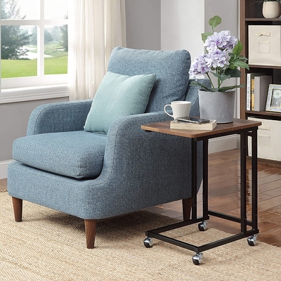 C-Shaped Side Table, End Table for Sofa, Couch Table with Metal Frame