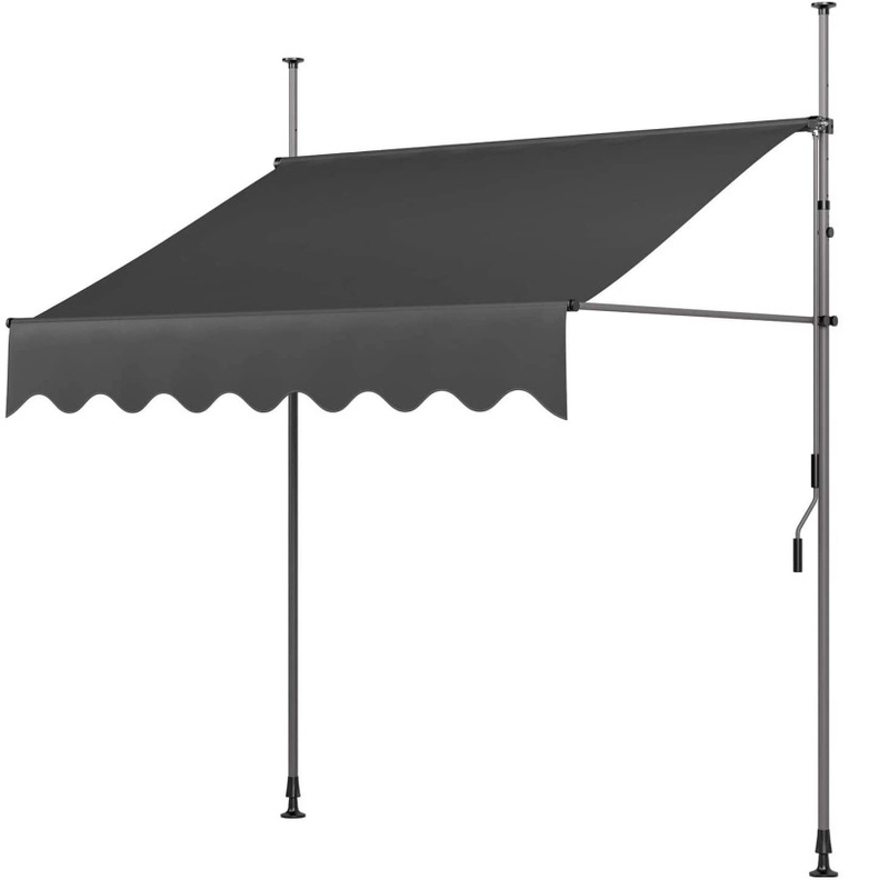 250/300 cm Wide Clamp Awning Sun Protection Balcony Awning Height Adjustable Sun Awning with Hand Crank without Drilling